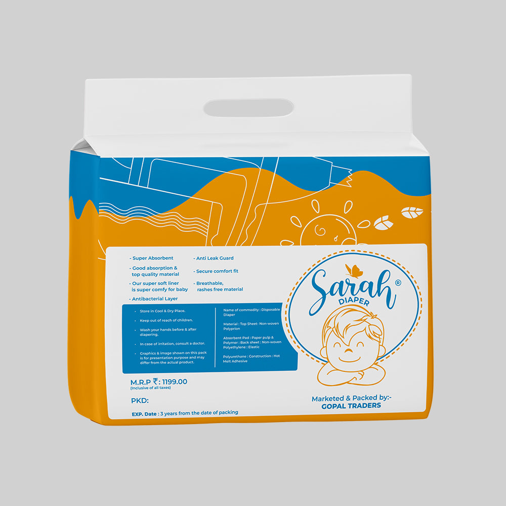 Sarah Baby Diapers Pants | Pack of 75 Diapers